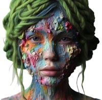 a woman with colorful paint on her face