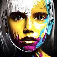 a girl with colorful paint on her face