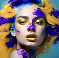 a woman with colorful paint on her face